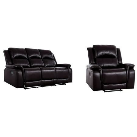 Naomi Home Katie Leather Recliner Sofa & Chair Set Collection - Espresso/Chair & Sofa-Color:Espresso,Style:Chair &