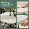 thumbnail image 5 of Round Outdoor Tablecloth with Umbrella Hole and Zipper, Farmhouse Cream Striped Tablecloth with Elastic Waterproof, Modern Minimalist Stripes Patio Table Covers for 31" - 35" Picnic Pool Tables, 5 of 9