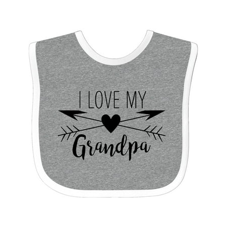 Grandpa Bib - I Love my Grandpa heart and arrows Baby Bib