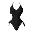 thumbnail image 4 of XIYON Women's One Piece Swimsuit Solid Color Swimsuit Tie Side Monokini Style Bathing Suit For Women Beach Vacation 2026, 4 of 6