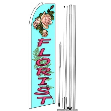 OnPoint Wares | Florist Swooper Flag |Advertisement /Business Flags | Feather Flag | With Complete 15ft Hybrid Pole Set