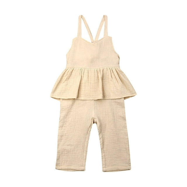 Toddler Kids Overall Ruffle Bandage Jumpsuit Bodysuit One-Pieces Sunsuit Outfit