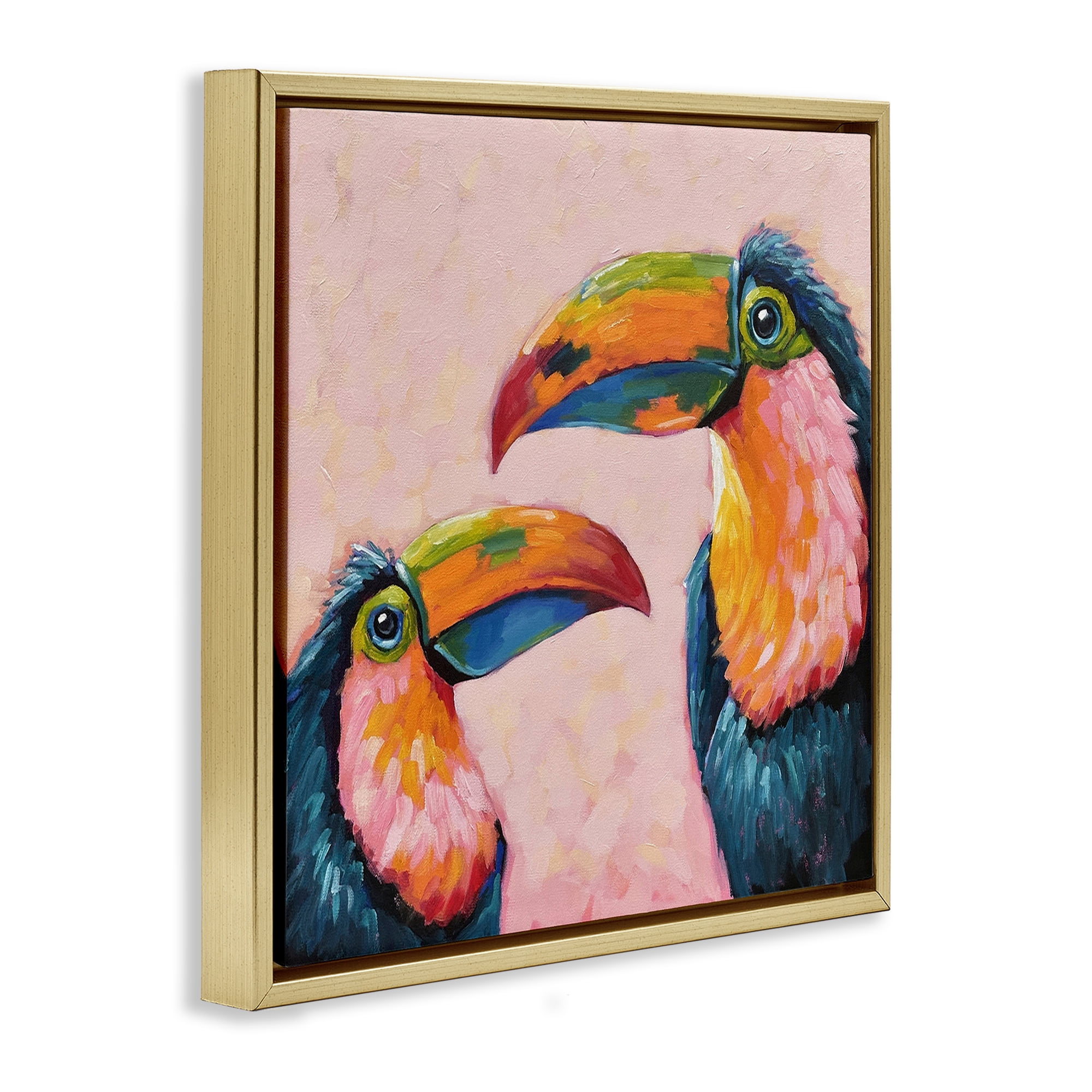 Stupell Industries Tropical Toucan Paradise Gold Framed Floater Canvas Wall Art, design by Lucia Stewart