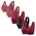 thumbnail image 1 of LOVZFMLL Bras for Women 5pc Woman's Comfortable Lace Breathable Bra Underwear No Rims Wine L, 1 of 3