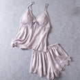 thumbnail image 2 of Sleepwear Sets for Women Lace Cami Tops with Removerable Pad Matching Short Silky Lounge Pajama Set Purple L, 2 of 6