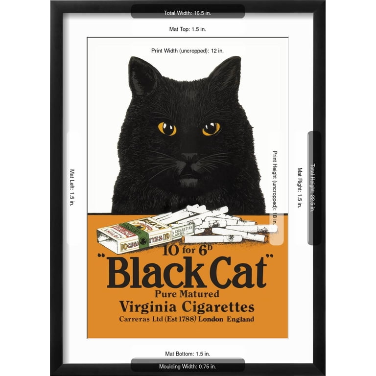 Art.com Black Cat Pure Matured Virginia Cigarettes Stretched Canvas Print  Wall Art, 16