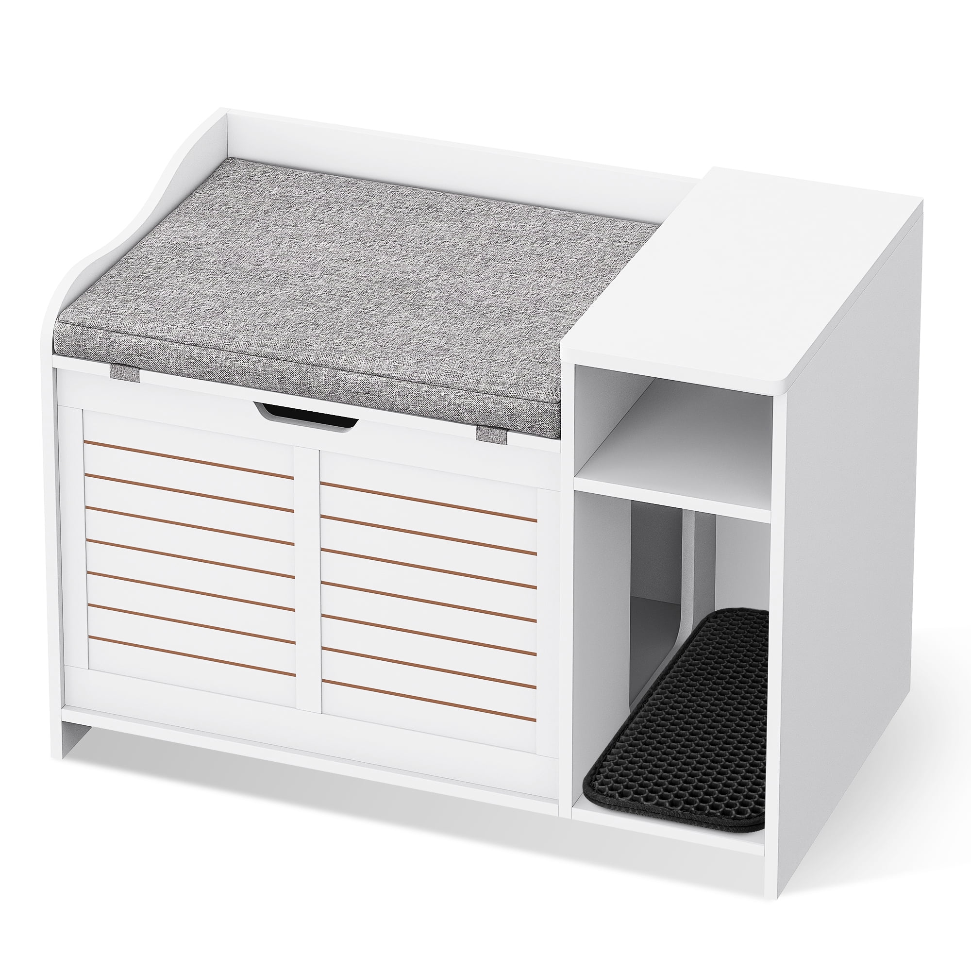 AOILE Cat Litter Box Enclosure – Hidden Litter Box Cabinet with Top Opening, Cushion, and Storage | Stylish Privacy Cat Litter Furniture
