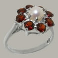 thumbnail image 2 of LBG British Made 10k White Gold Cultured Pearl & Garnet Womens Statement Ring - 33 size options - Size 11.5, 2 of 6