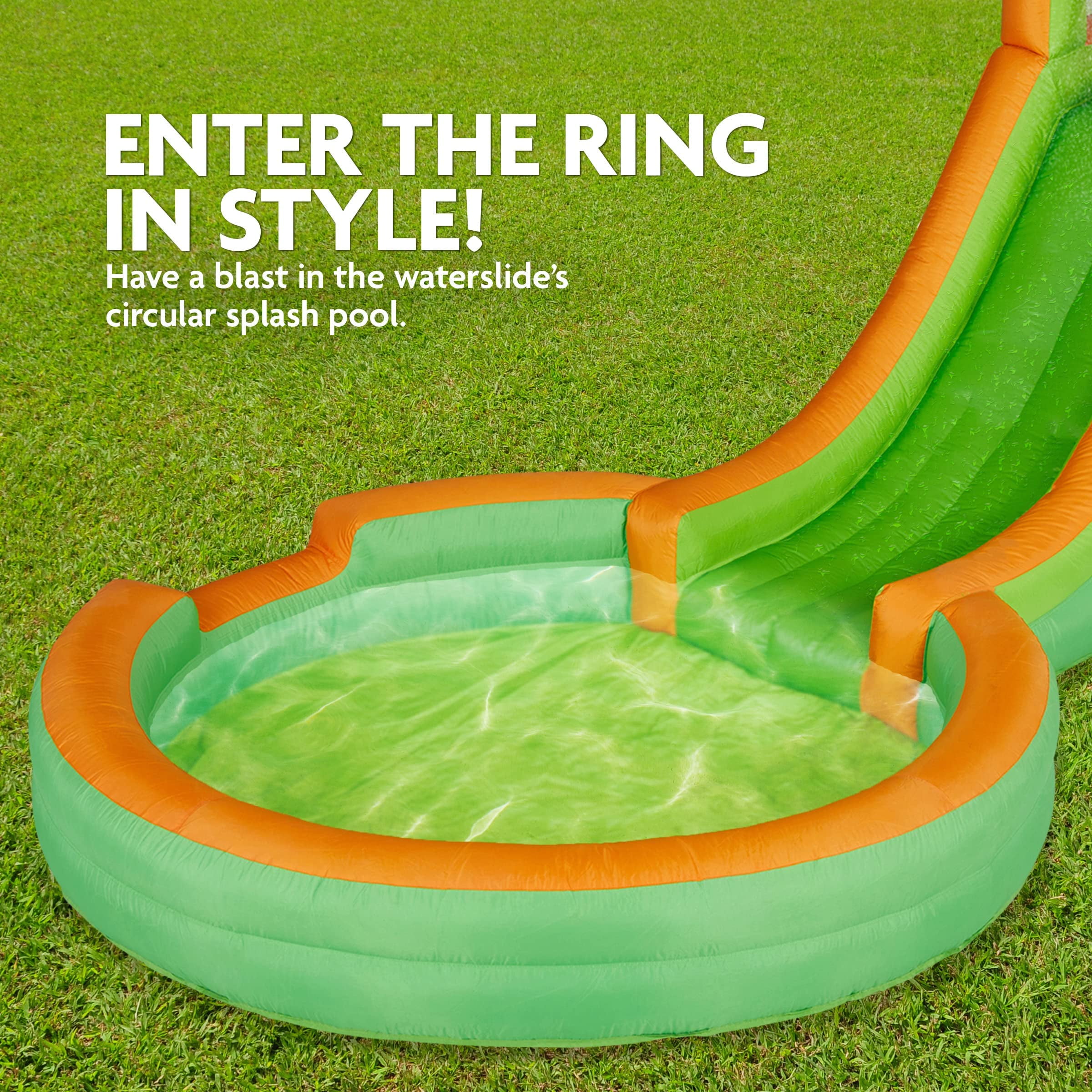 Sunny & Fun Fun Water Slide Park Inflatable Water Slides with Climbing Wall & Deep Pool
