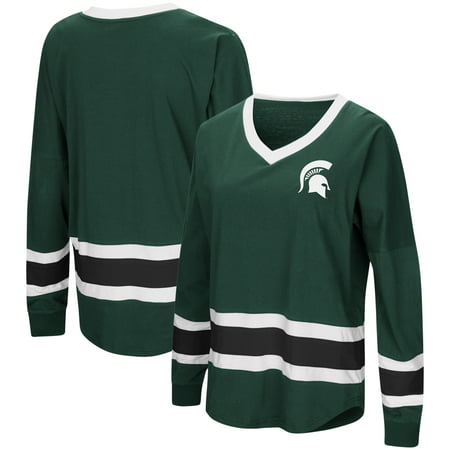 Michigan State Spartans Colosseum Women's Plus Size Marquee Players Oversized Long Sleeve V-Neck T-Shirt - (Best Michigan State Football Players)