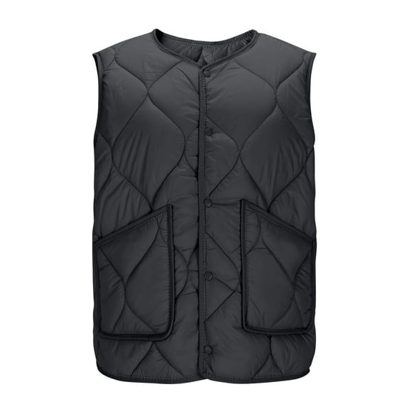 Hueook Puffer Vest Women Women's Warm Button Jacket Women's Home Coat Clothes Sleeveless Parkas with Pocket Black 4X