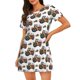 thumbnail image 1 of Easygdp Cartoon Tractor Camisón de manga corta para mujer, informal, estampado, 1 of 6