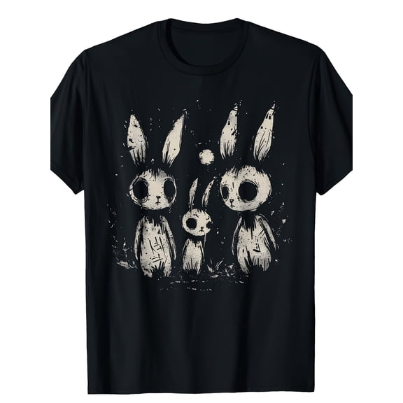 Men's Gothic Horror Creepy Bunny Aesthetic Graphic T-Shirt