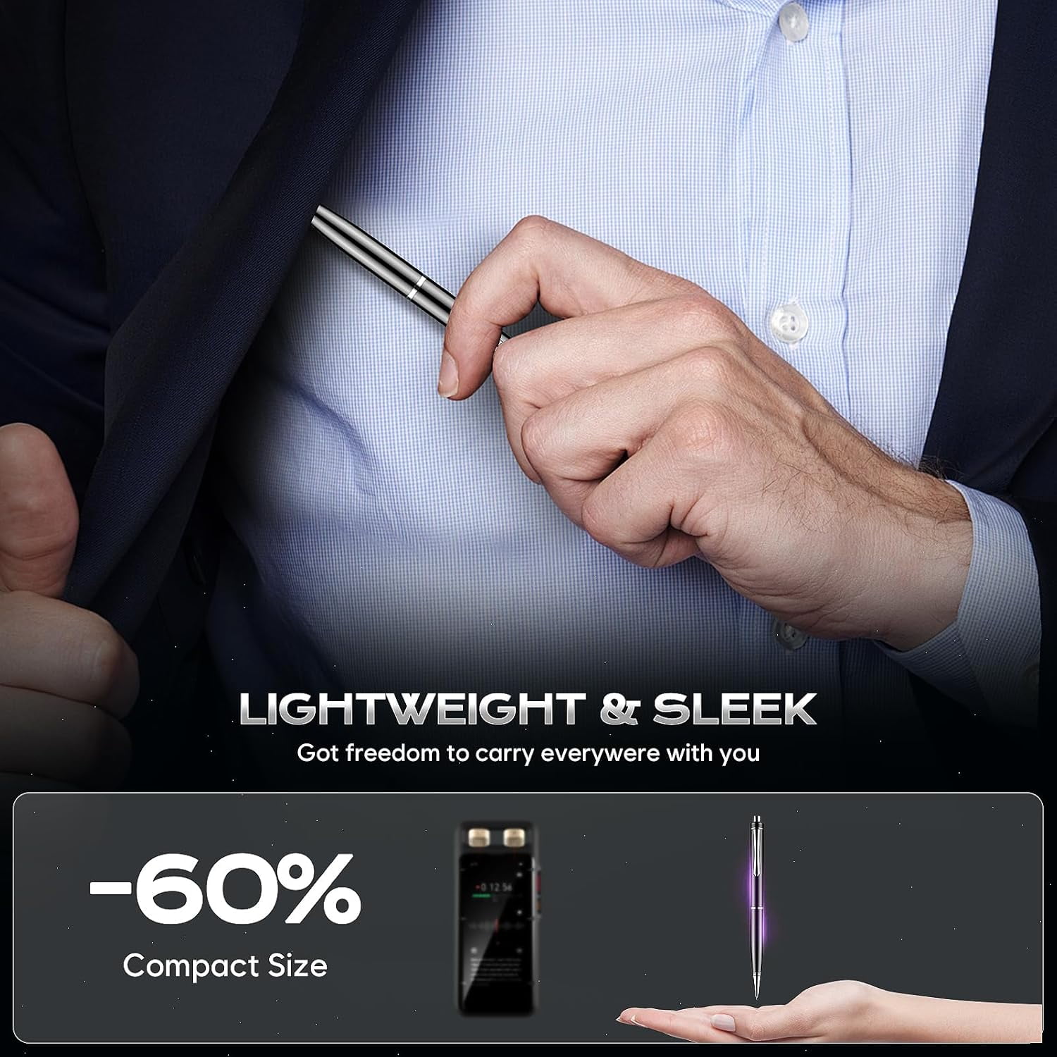 64GB Digital Voice Recorder, Audio Recorder Pen with 25H Battery Life, Playback & Voice Activation Recording Device, Voice Activated Recorder with AI Noise Reduction for Lectures/Meetings/Interviews