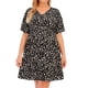 thumbnail image 2 of Puntoco Vestido De Manga Corta Con Cuello En V, Vestido De Talla Grande Con Estampado Floral Suelto Y Manga Corta Para Mujer Negro Xxl, 2 of 9