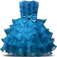 thumbnail image 1 of 3-10T 3D Flower Girl Ruffle Cake Lace Dress for Kids Wedding Bridesmaid Pageant Party Prom Formal Ball Gown Princess Puffy Tulle Dresses, 1 of 6