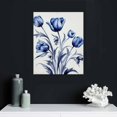 thumbnail image 4 of JEUXUS Canvas Wall Art Navy Blue and Grey Flower Painting Art Prints Vintage Floral Picture Artwork Modern Bedroom Bathroom Wall Decor Framed Ready to Hang Each Panel 16x20in, 4 of 4