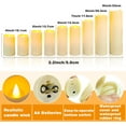thumbnail image 4 of OSHINE Flameless Candles Set of 9 Plastic LED Pillar Candles Battery Operated Candles Outdoor Waterproof Ivory Frosted with 10-Key Remote and Timers, 4 of 7