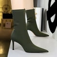 thumbnail image 2 of Green Sexy Women'S Boots Pointed Toe Slim High Heel Elastic Lycra Ankle Comfortable Fashion Wear, 2 of 9