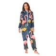 thumbnail image 2 of FORMRS Onesies Pajama for Adults Unisex Hoodie Winter Jumpsuit One Piece Sleepwear, Sizes S-2XL, Floral Flamingo, 2 of 7