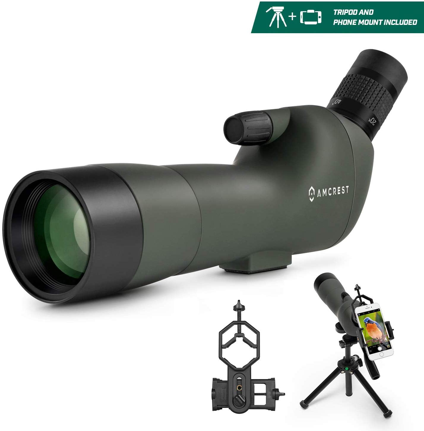 20-60x60mm Spotting Scope Night Vision with WiFi and APP Function,Night Vision Goggles with External Powerful Infrared Lamp for Shooting Practice,Wildlife Watching,Night Watching 
