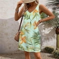 thumbnail image 4 of Ovzne Robes pour Femmes 2025 Robe d'Été Mode d'Été pour Femmes Plage Poche Imprimé Sans Manches Robe à Col en V Robe de Printemps Imprimée Liquidation, 4 of 7