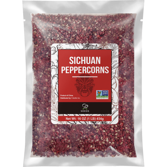 Soeos Authentic Szechuan Peppercorns, 16 oz (1lb) Grade A Quality Sichuan Peppercorns, Less Seeds, Strong Flavor, Szechuan Flavor Peppercorns