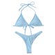 thumbnail image 2 of Qarigey 2 piezas Color sólido Tankini Traje de baño Sujetador acolchado Panty Traje de baño Traje de baño Ropa interior Azul claro L Qarigey AP010457-12, 2 of 6