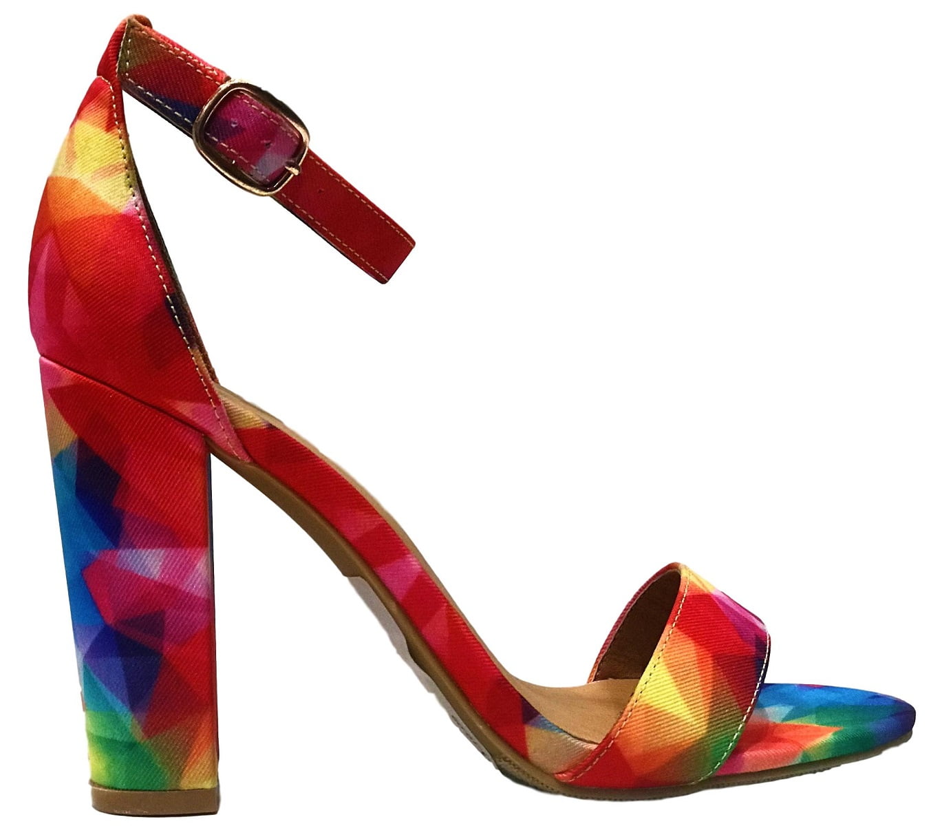 multicolor sandals low heel