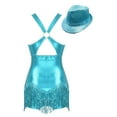 thumbnail image 4 of YONGHS Womens Jazz Latin Dance Costume Shiny Tassel Dance Leotard Bodysuit with Sequined Hat Sky Blue L, 4 of 7