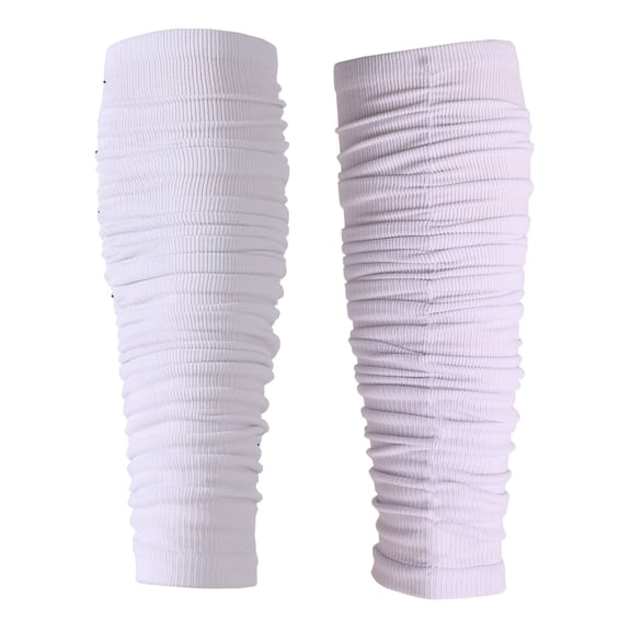 White Football Leg Sleeves Slouchy Calf Compression Socks Breathable Extra Long Soccer Leg Covers for Youth & Adult Sports