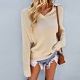 thumbnail image 5 of Lilgiuy Women's Solid Loose V-Neck Long Sleeve Pullover,Khaki,10(XL) Fall Fashion 2022 Spring Winter, 5 of 5
