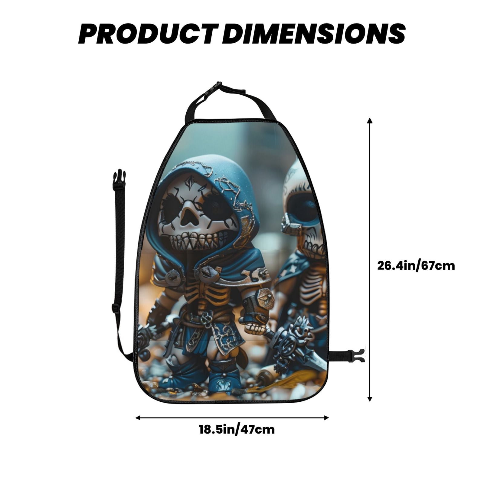 Kdxio Cute Skeletons Figurines Print 2 Pack Car Kick Mat Seat Cover Back Protector Mat with Pockets for Organizer Backseat Protector and Storage Anti Kick Pad for Vehicles