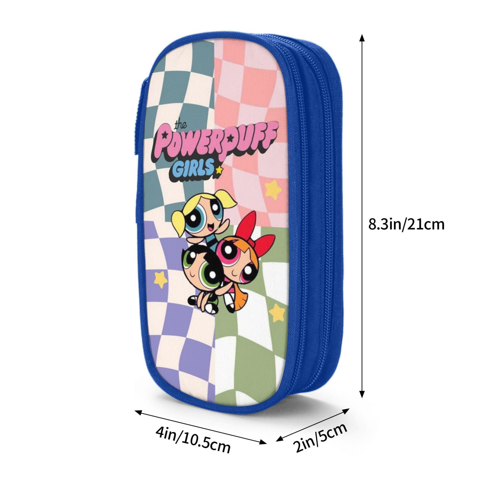 The Powerpuff Gi-rls Pencil Case Large Capacity Pencil Pouch Penbag Office Stationery Organizer Travel Makeup Bag Blue
