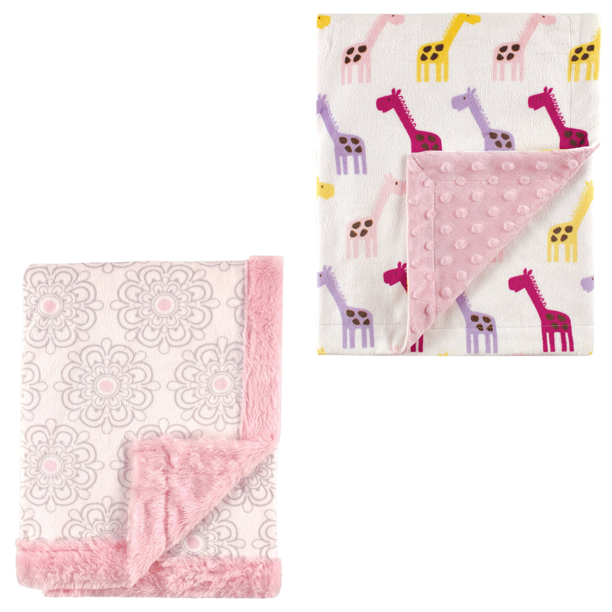 Hudson Baby Girls' Plush Blanket, 2Pack, Choose Your Color