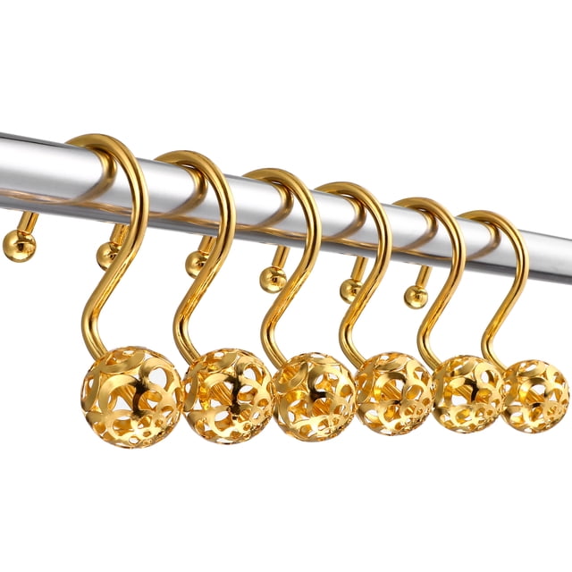 12 Pcs Shower Curtain Hooks Electroplate Smooth Sliding Single Shower Hooks for Decorating Shower Curtains