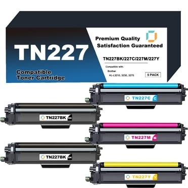 TN227BK/TN227C/TN223M/TN227Y High Yield Toner Cartridge Replacement Compatible for Brother TN227 5 Pack to use with HL-L3210CW, HL-L3230CDW, HL-L3290CDW, MFC-L3710CW, MFC-L3770CDW Printer