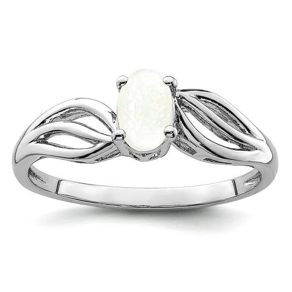 925 Sterling Silver Polished Simulated Opal Ring Size 8 Ring for Women - .14 cwt
