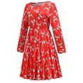 thumbnail image 1 of Vestido Retro Vestido Estampado Navideño Vestido Acampanado Mujer Vestido Informal Estampado Navideño O-Cuello Vestido Acampanado de Manga Larga Odeerbi ODB115000, 1 of 4