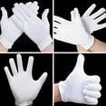 thumbnail image 6 of 12 Pairs of White Gloves (Hand Shot), White Cotton Gloves White Cotton Work Gloves for Dry Hands and Beauty Hydrating 12 Pairs(White Gloves - 12 Pairs), 6 of 8