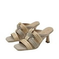 thumbnail image 2 of Sam Edelman Karsten Ivory Leather Squared Toe Kitten Heel Strappy Fashion Mules (Ivory Leather, 6), 2 of 6