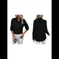thumbnail image 3 of Camisas con Botones para Mujer, Blusas de Larga, Blusas Casuales Lisas para Oficina y Trabajo Negro L, 3 of 7