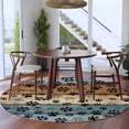 thumbnail image 4 of Round Area Rug 8 Ft, Blue Brown Washable Non-Slip Circle Carpet for Living Room/Bedroom, Rustic Farmhouse Dog Paw Vintage Collection Low-Profile Large Area Rugs for Indoor, 4 of 7
