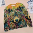 thumbnail image 6 of Colorful Lone Wolf Womens Casual Crewneck Sweatshirt Long Sleeve Tops Cute Pullover Loose Fit, 6 of 7