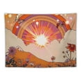 thumbnail image 5 of Creowell  Vintage 70s 60s Groovy Tapestry, Retro Flowers Clouds Sun and Rainbow Tapestry Wall Hanging, Orange Boho Aesthetic Tapestry for Bedroom Living Room Dorm Decor 40x60inch, 5 of 6