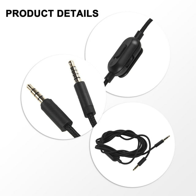 Aux Cable Braided Replacement Cable Extension Cord Wire For Logitech G433 G233 G Pro X Gaming Headset With Mute Volume Control Black Mingyqi