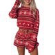 thumbnail image 1 of Sudadera Pantalones superiores con cuello redondo Estilo navideño Cordón Traje diario para mujer Kuymtek Rojo T XL para Mujer, 1 of 7