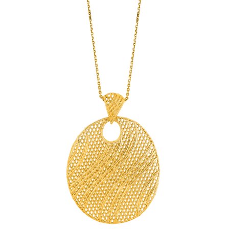 14 Karat Yellow Gold 25x25mm Mesh Necklace, 18 Inches