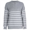 thumbnail image 2 of Suéteres de Punto de Larga con Cuello en V y Media Cremallera para Mujer, Otoño e Invierno, A , de Gran Tamaño. Gris L, 2 of 6