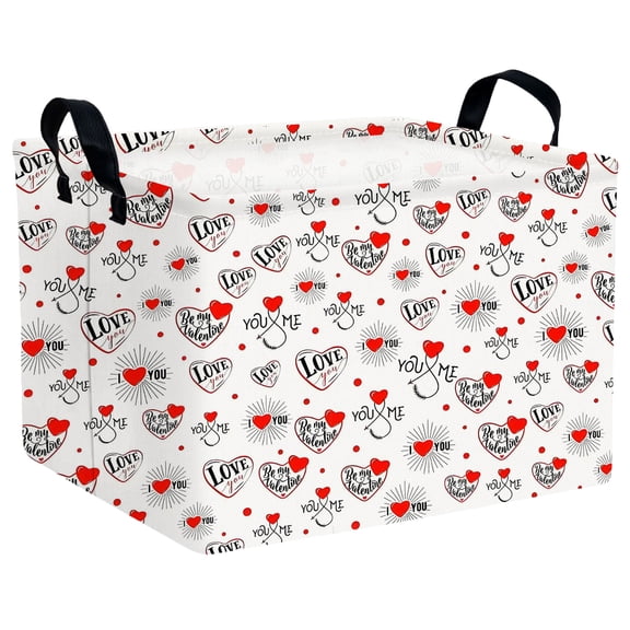 MYFLOCY Large Valentine Basket Empty Heart Basket for Gifts Collapsible Kids Storage Bins Decor(Fireworks Red Love)